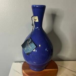 Vintage Royal Haeger Cobalt Blue Gourd Vase — Original Tags & Stickers — 1998